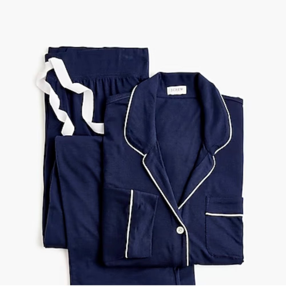 NWT J.Crew $98 Knit pajama set, Navy, Sz S